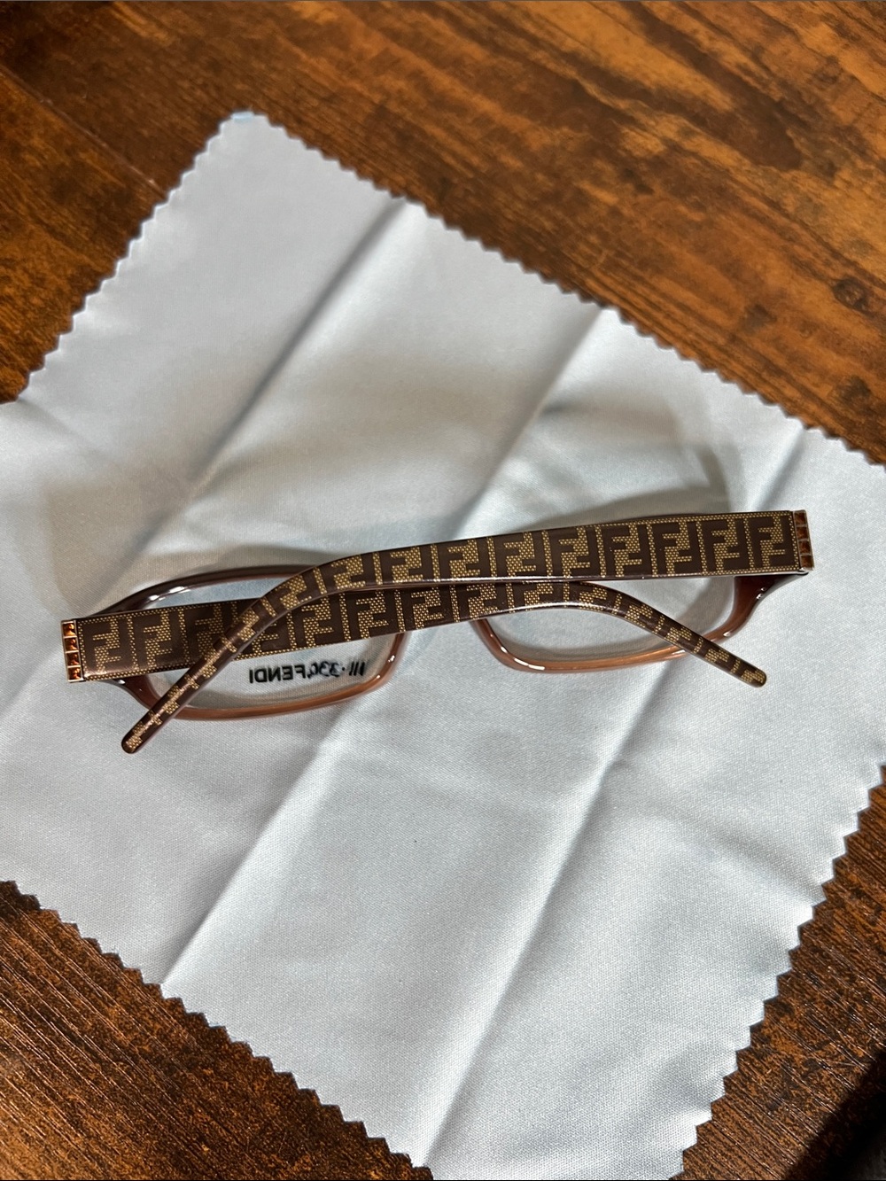 Fendi Brown Monogram FF Pattern Rectangular Eyeglasses